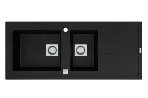Molto inbouwspoeltafel 2 bakken 117 x 50 cm zwart