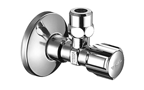 Schell hoekregelkraan met rozet en zelfsluitende schroefdraad 1/2"M x 3/8"M messing