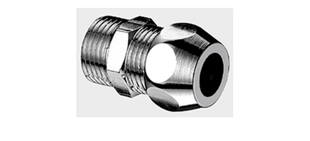 Schell aanvoer koppeling met buitendraad recht 1/2"M x D12 messing verchroomd