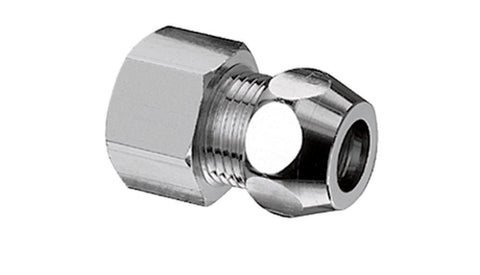 Schell aanvoer koppeling met binnendraad recht 1/2"F x D12 messing verchroomd