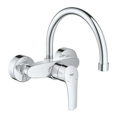 Grohe EuroSmart keukenmengkraan wand StarLight SilkMove uitloop chroom