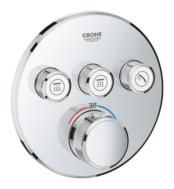 Grohe Grohtherm SmartControl thermostat encastré 3 sorties rond chromé