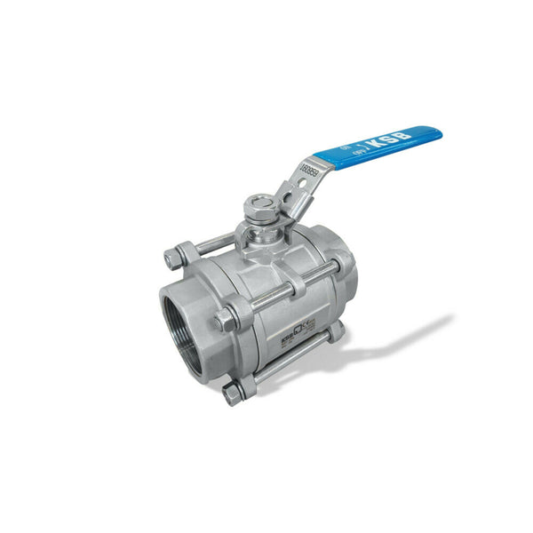 KSB bolkraan 3-delig inox PTFE dichting 1/2"