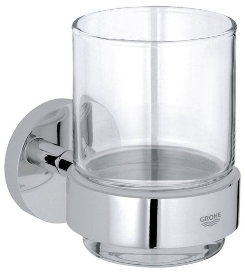 Grohe Essentials glas met houder wandmodel glas en metaal chroom