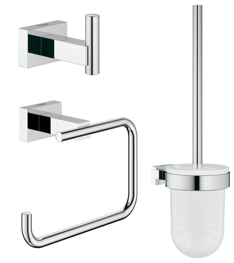 Grohe Essentials Cube set toiletborstel handdoekhaak toiletrolhouder chroom