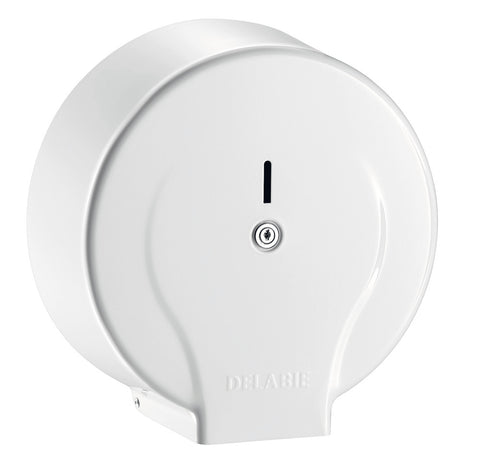 Delabie toiletpapierverdeler groot model rol 400m diepte 135mm wit gelakt staal