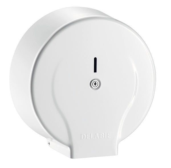 Delabie distributeur papier WC bobine 400 m profondeur 135 mm acier laqué blanc