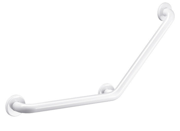 Delabie Basic barre appui coude 135° D32mm 400x400mm inox époxy blanc