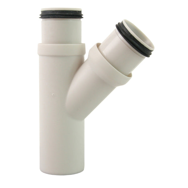 Pipelife Smartline PP T-stuk 45° met 2 koppelstukken D40 x D40 wit