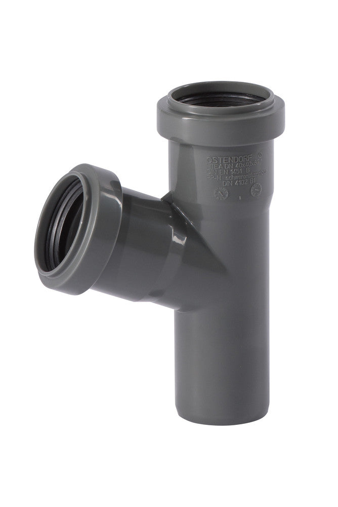 Ostendorf Kunststoffe HT-Safe EA T-stuk 67° polypropyleen D110 mm grijs