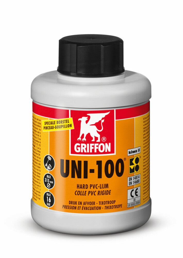 Griffon Uni 100 traagdrogende vullijm PVC 500 ml, colle — SKU VM-20019355, EAN 8715598110407