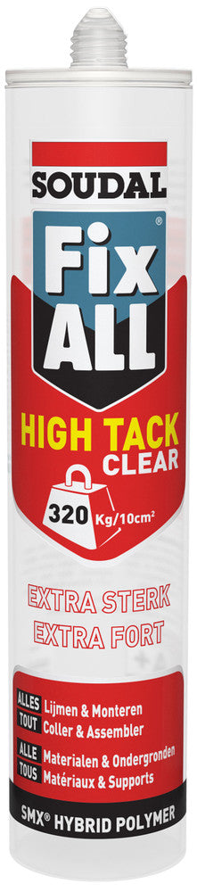 Soudal Fix All High tack Clear ééncomponent lijmkit koker 290 ml transparant