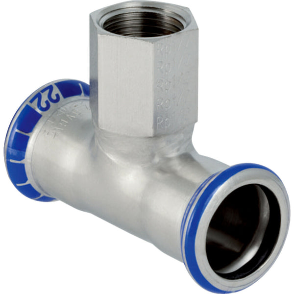 Geberit Mapress inox-water T-stuk met binnendraad 28-1/2"-28