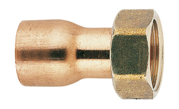 Kraagstuk recht met moer rood koper D buis 12 mm x 3/8