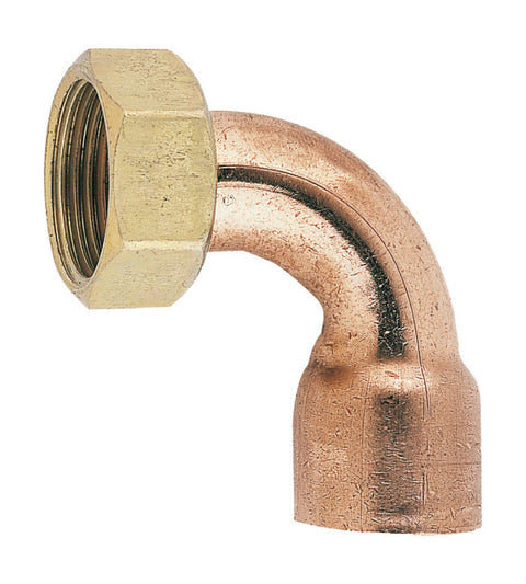 Kraagstuk gebogen met moer rood koper D buis 18 mm 3/4
