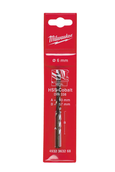 Milwaukee metaalboor kobalt-gelegeerd staal D6 snijlengte 57mm DIN 338