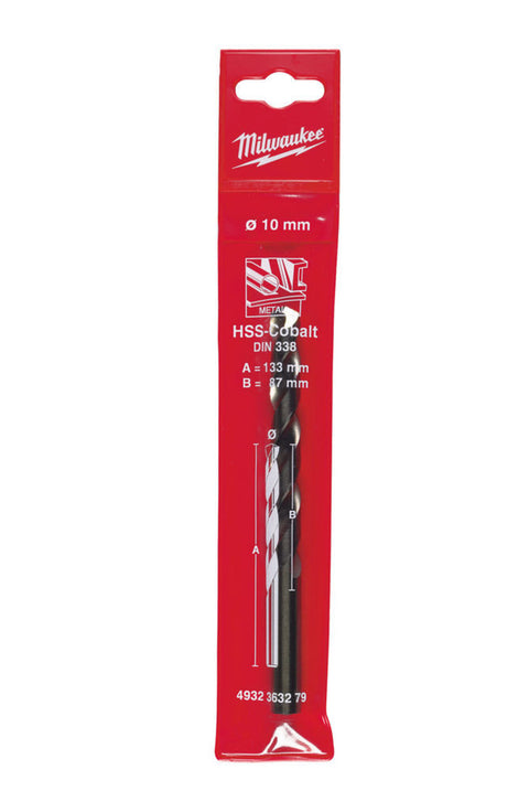 Milwaukee metaalboor kobalt-gelegeerd staal D10 snijlengte 87mm DIN 338