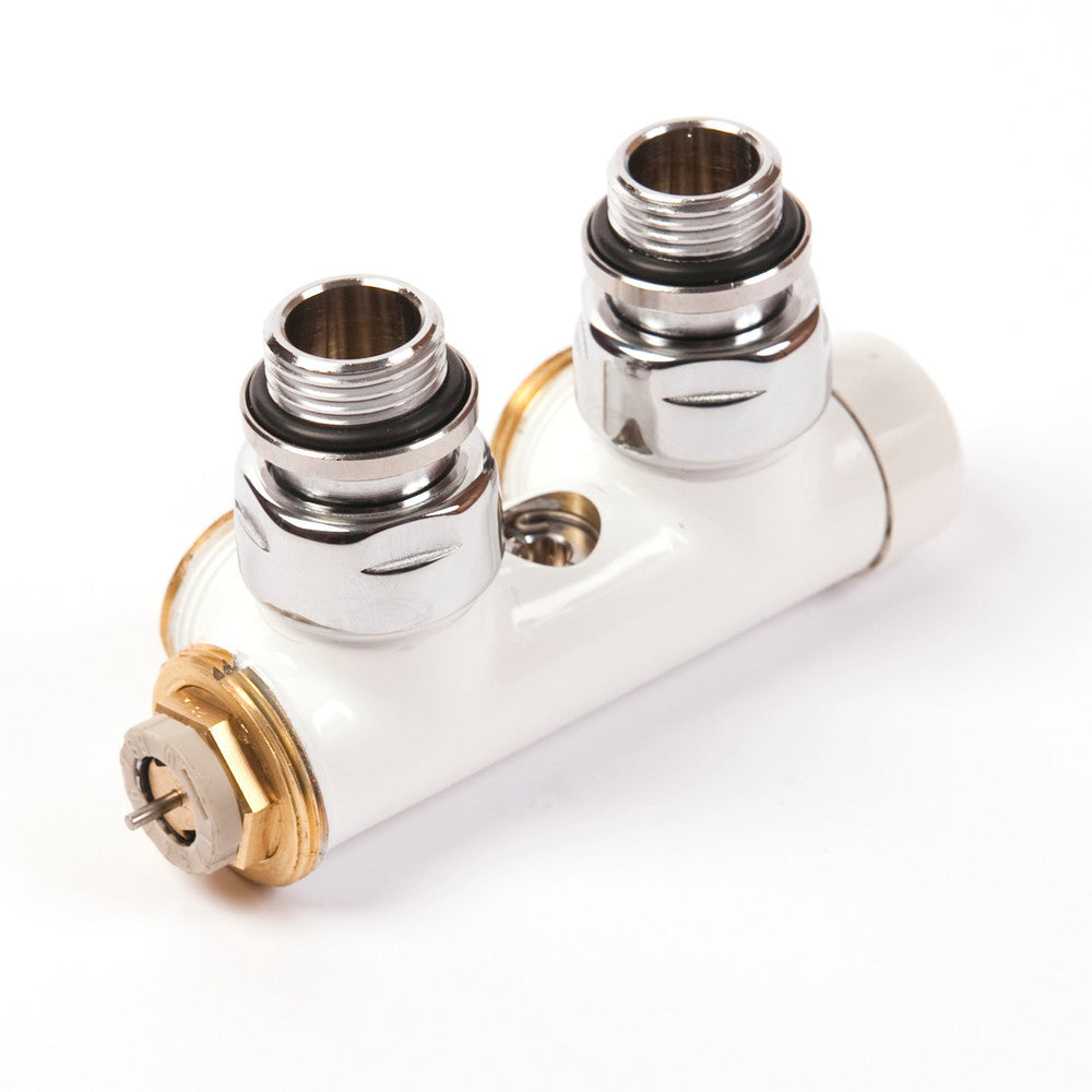 Comap decoratief H-blok centrale thermostatische aansluiting 1/2" haaks wit