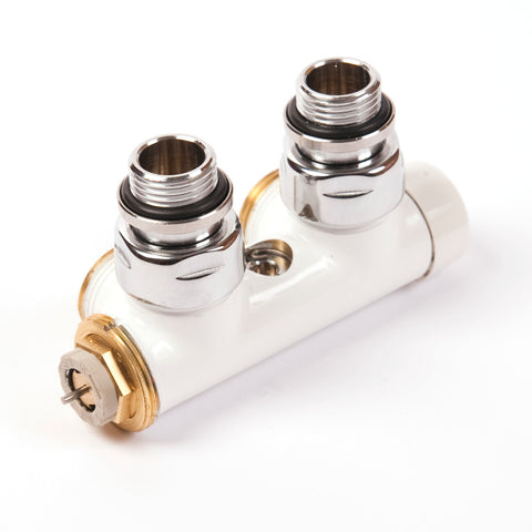 Comap decoratief H-blok centrale thermostatische aansluiting 1/2" haaks wit