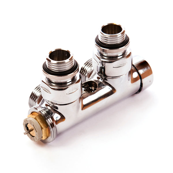 Comap decoratief H-blok centrale thermostatische aansluiting 1/2" haaks chroom