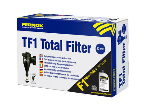 Fernox pack TF1 hydrocycloon magnetische doorlopende filter 22mm
