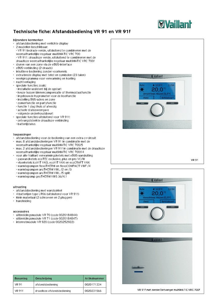 Vail afstandbediening VR91