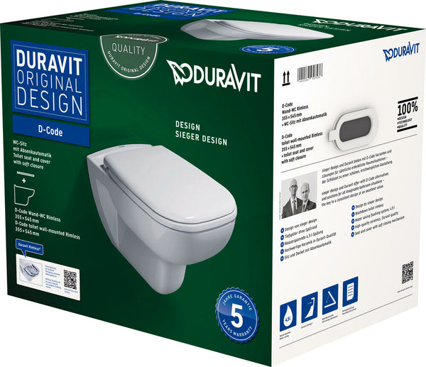 Duravit D-Code PACK hangtoilet softclose rimless