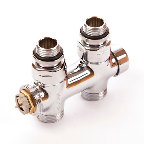 Comap decoratief H-blok centrale thermostatische aansluiting 1/2" recht chroom