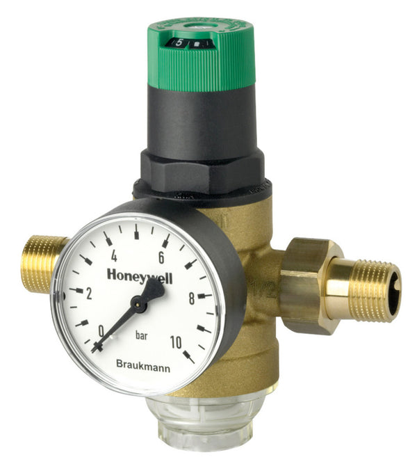 Resideo drukverminderaar met instelknop D 1/2 met manometer 1,5-6 bar
