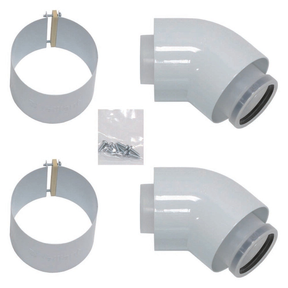 Bulex concentrische bocht 45° D60/100mm voor HR TOP gaswandketels per 2 stuks