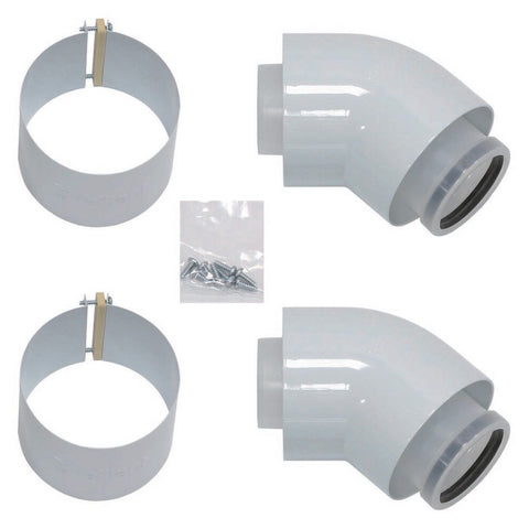 Bulex concentrische bocht 45° D60/100mm voor HR TOP gaswandketels per 2 stuks