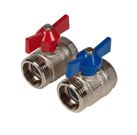 Henco set 2 kogelkranen 1"X1"