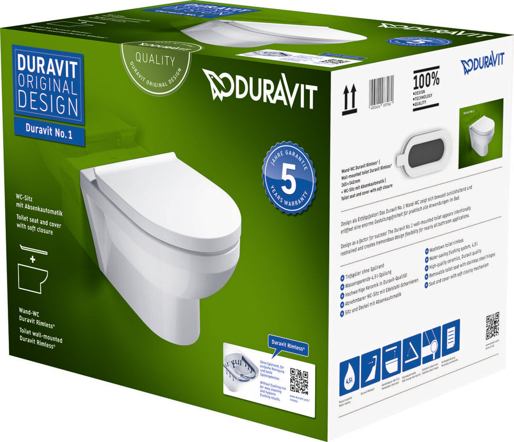 Duravit No.1 hangtoilet Rimless pack Compact