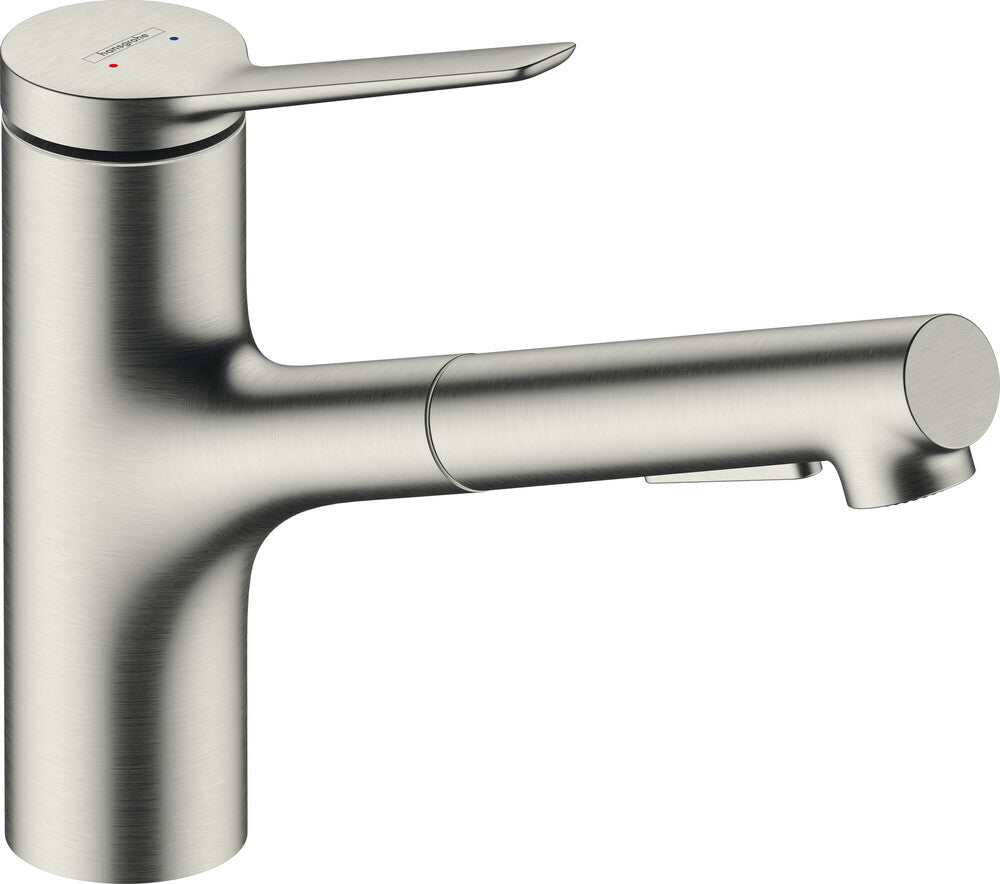Hansgrohe Zesis M33 1-greepskeukenmengkraan 150 sproeier 2 jets RVS afwerking