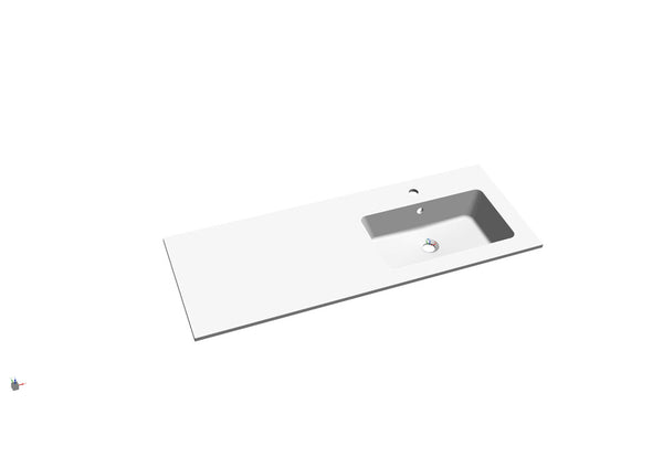 intro Cor wastafelblad met 1 geïntegreerde waskom rechts 1205x460x140mm wit