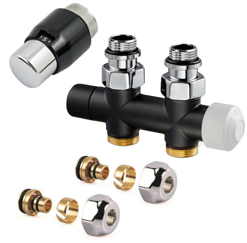 Resideo Therafix Design set vloeraansluiting 1/2" zwart