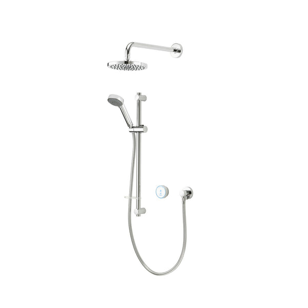 Aqualisa Quartz Blue recessed model with hand shower and wall-mounted rain shower