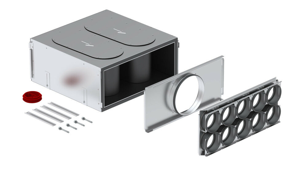 Zehnder ComfoWell 520 Silencerkit Eindplaat DN200 en Montageplaat 10xDN90 RLC