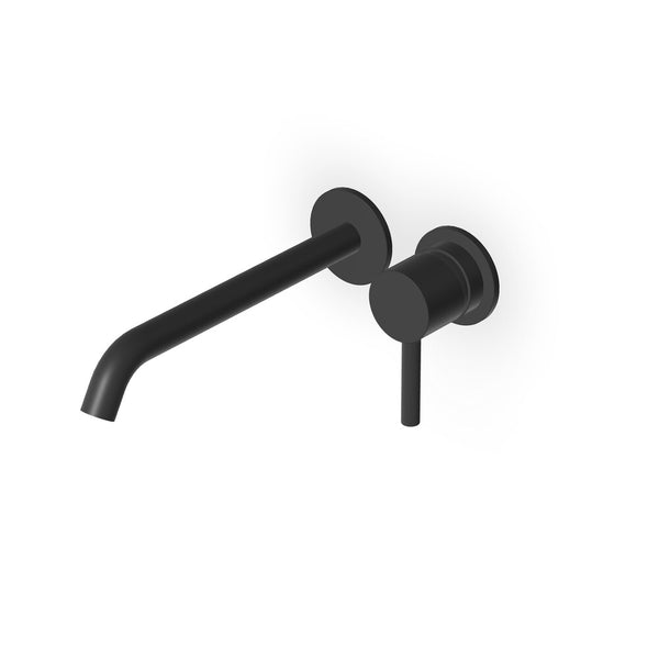 Zucchetti Pan S 2-gats eengreeps wastafelkraan muurmodel bek 22 cm mat zwart