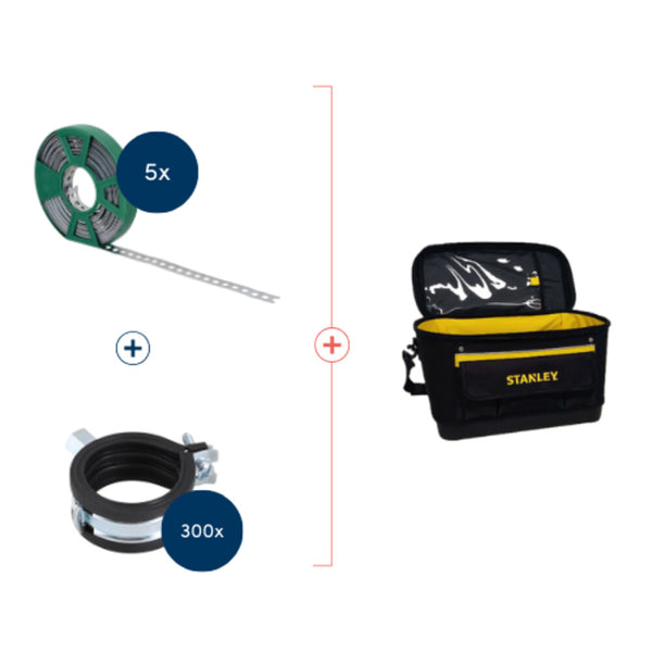 Walraven paquet promotie bande de montage + colliers KSB1 + coffret à outils Stanley gratuit
