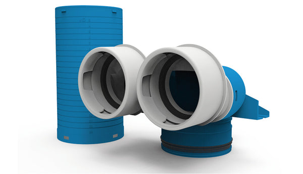 Vent-Axia VVCHL250-290 ventielcollector 2 x D 90 mm 125 mm 90° met huls lang