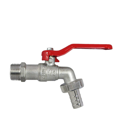 Dienstbolkraan dubbel met lange hendel 1/2" rood