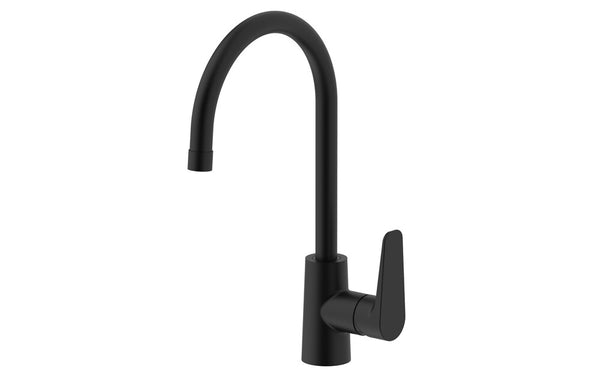 GO VM Valencia kitchen mixer with high and swivel spout, black tube