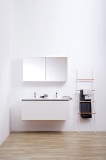 intro Tempus meuble salle de bain 120cm blanc meuble sous-vasque, tablette et siphon