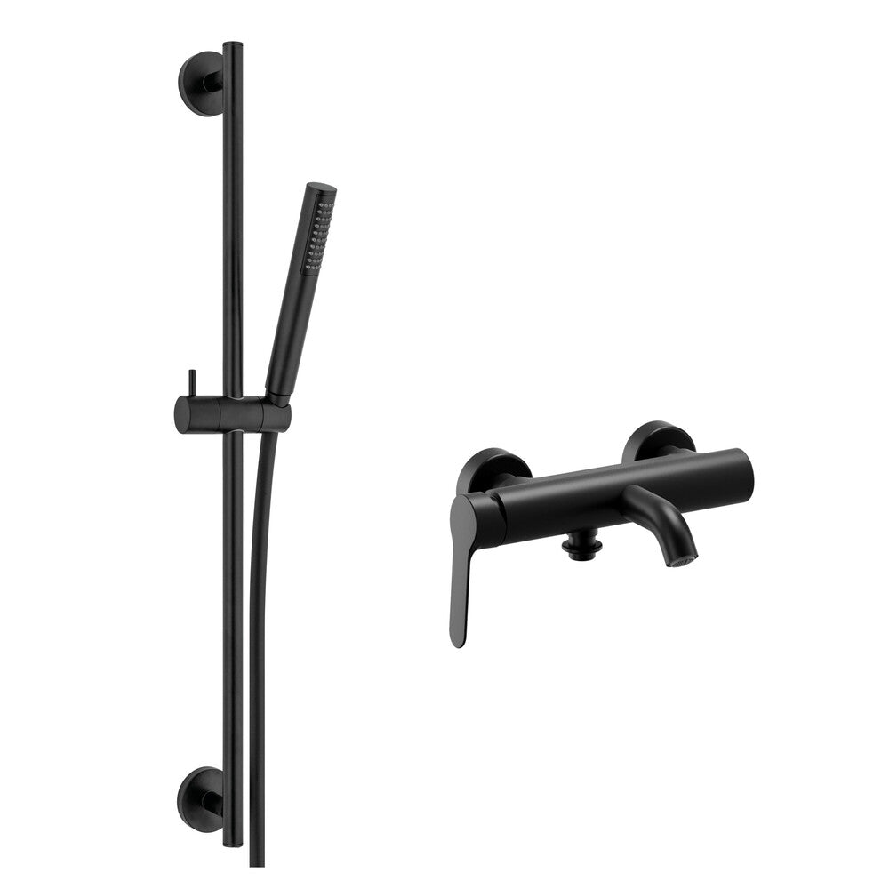 Van Marcke Nero II set thermostatische mengkraan met doucheset 70 cm en handdouche 1 jet anti-kalk mat zwart