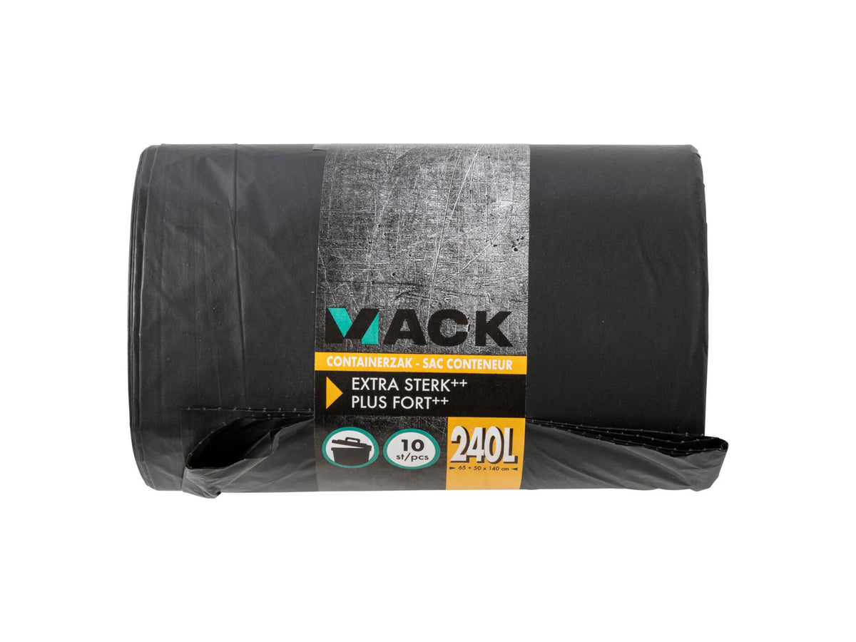 Mack vuilniszak container 240l zwart 10 stuks