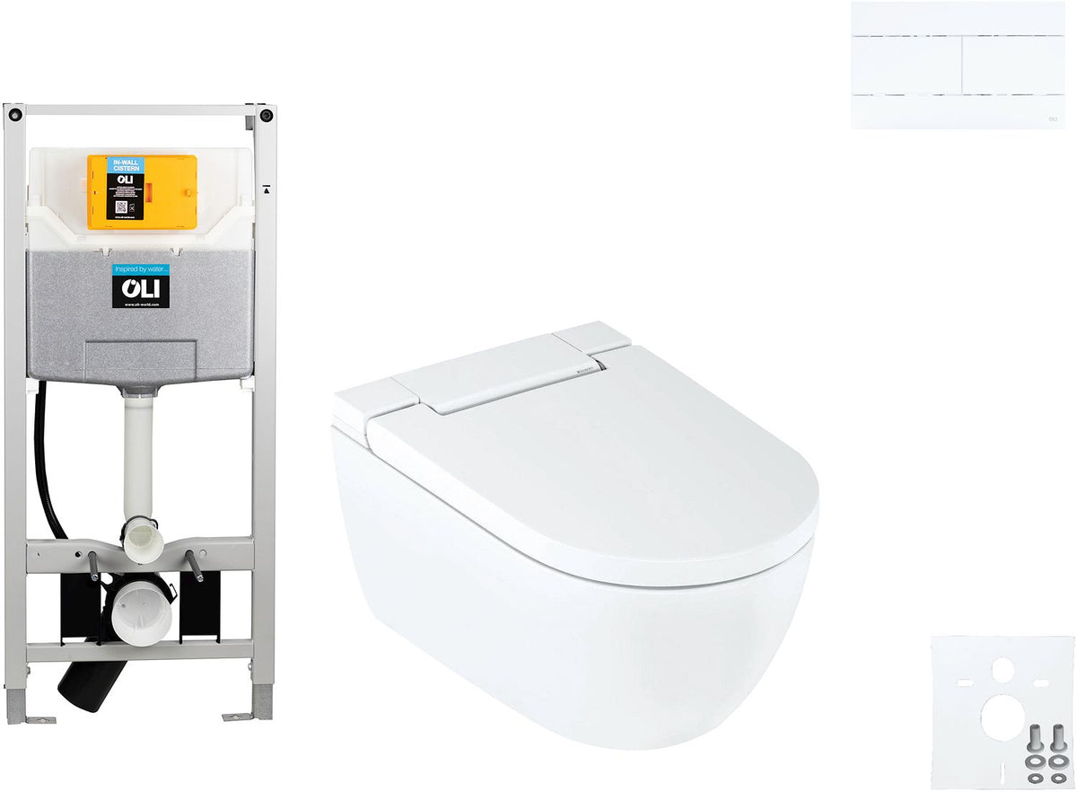 Wallfix OLI hangwc AQUACLEAN alba slim wit, wc-inbouwframes — SKU DESCO-726971