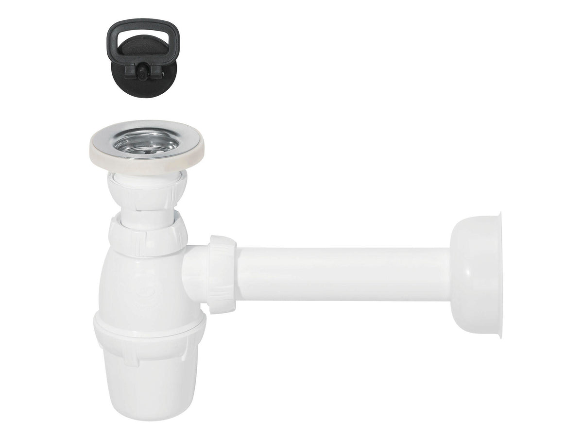 Wirquin wastafelsifon met muurbuis en plug 32mm