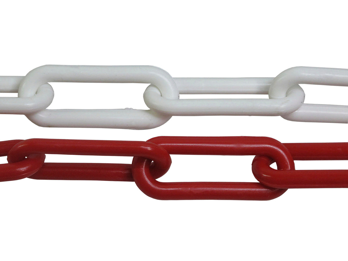 afzetketting lange schakel 6mm rood/wit per lopende meter