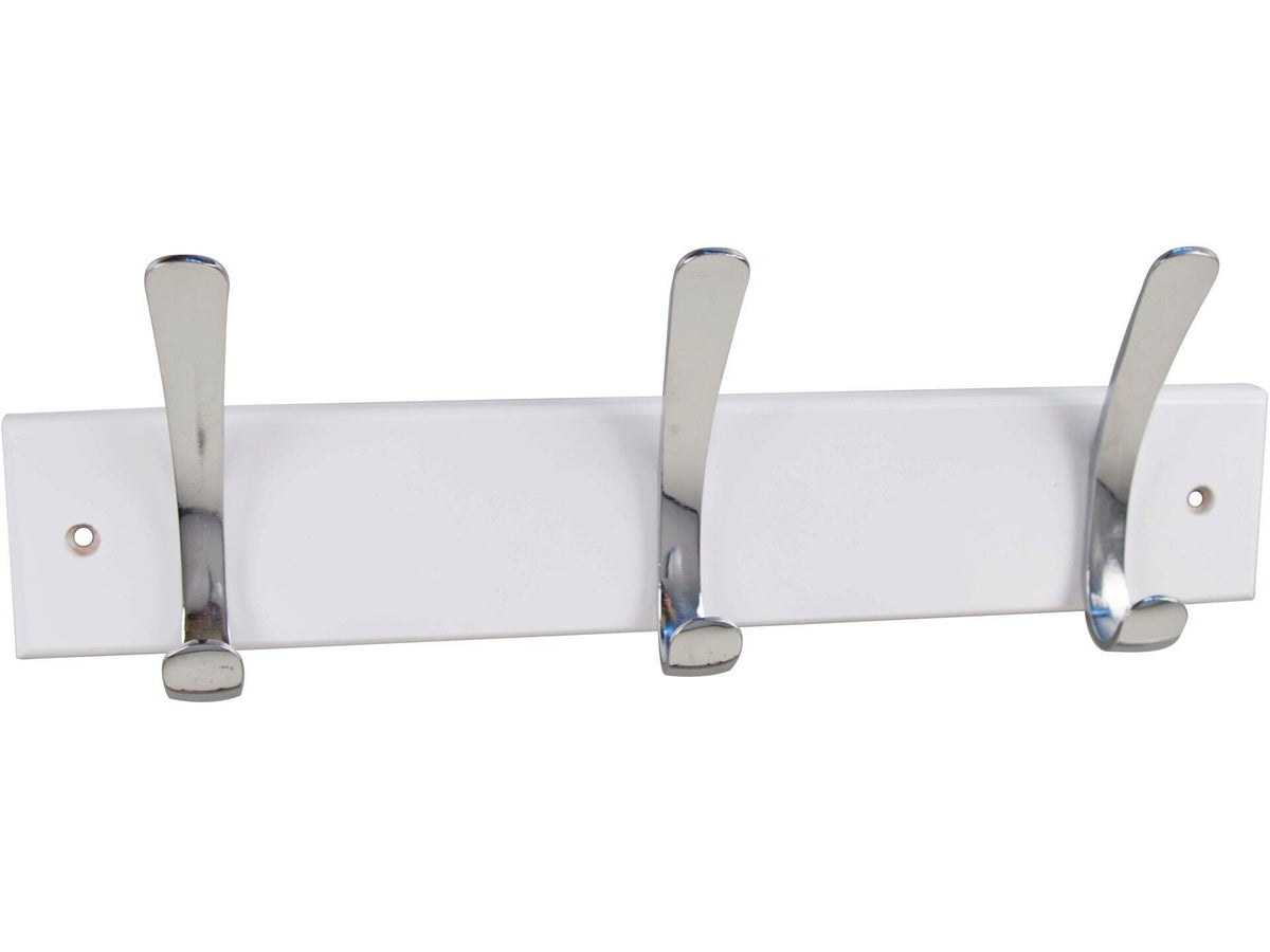 Linea Bertomani Kapstok 3 dubbele haken 330x110 mm hout/zamak verchroomd wit